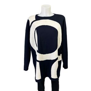 GISPA Made in Italy Wool Blend Geometric Print Vintage Pullover Sweater sz Large